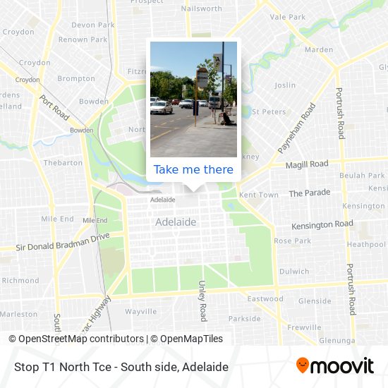 Stop T1 North Tce - South side map