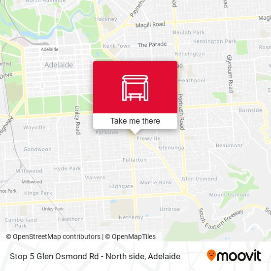 Stop 5 Glen Osmond Rd - North side map