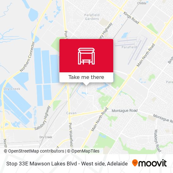 Stop 33E Mawson Lakes Blvd - West side map