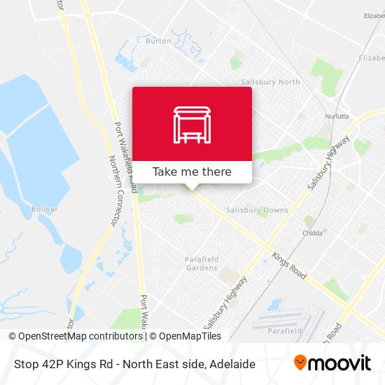 Stop 42P Kings Rd - North East side map
