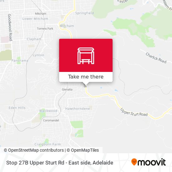 Stop 27B Upper Sturt Rd - East side map