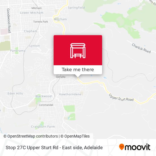 Stop 27C Upper Sturt Rd - East side map