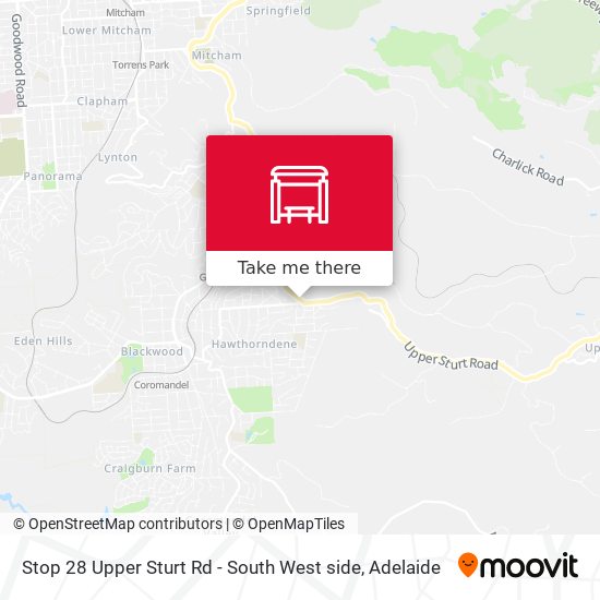 Stop 28 Upper Sturt Rd - South West side map
