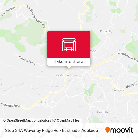 Stop 34A Waverley Ridge Rd - East side map