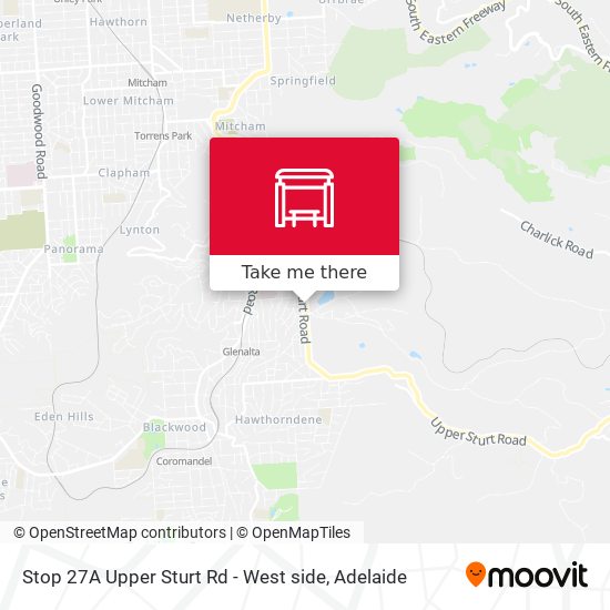 Stop 27A Upper Sturt Rd - West side map