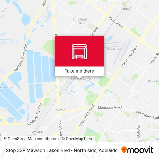 Stop 33F Mawson Lakes Blvd - North side map