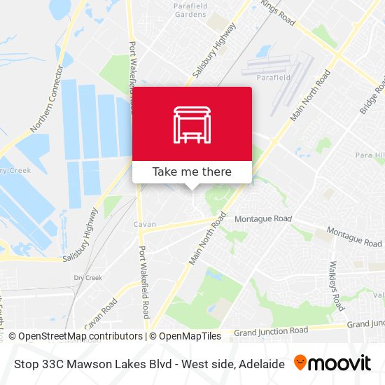 Stop 33C Mawson Lakes Blvd - West side map