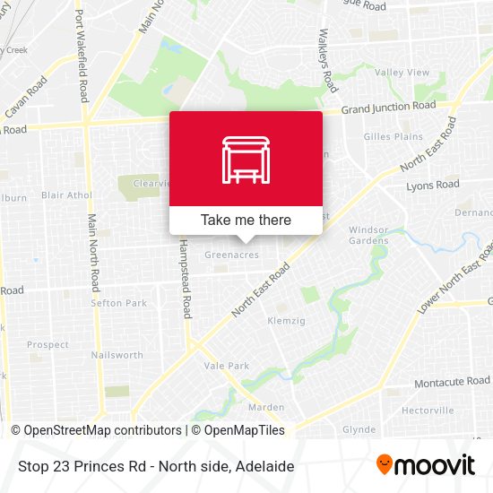 Stop 23 Princes Rd - North side map