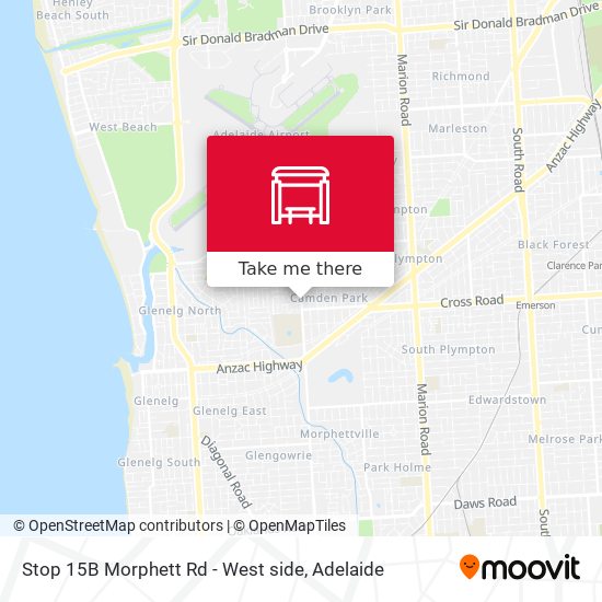 Mapa Stop 15B Morphett Rd - West side