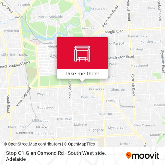 Stop O1 Glen Osmond Rd - South West side map