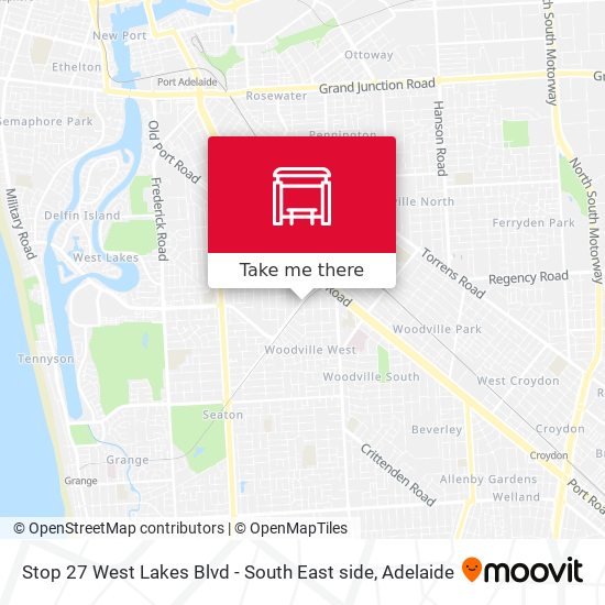 Stop 27 West Lakes Blvd - South East side map