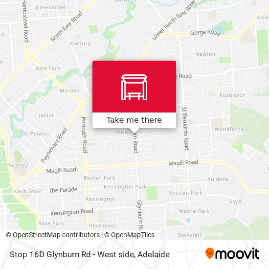 Mapa Stop 16D Glynburn Rd - West side