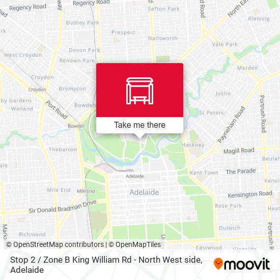 Mapa Stop 2 / Zone B King William Rd - North West side