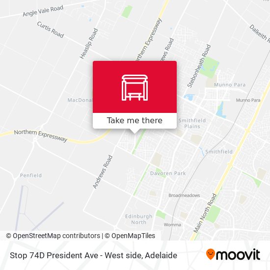 Stop 74D President Ave - West side map
