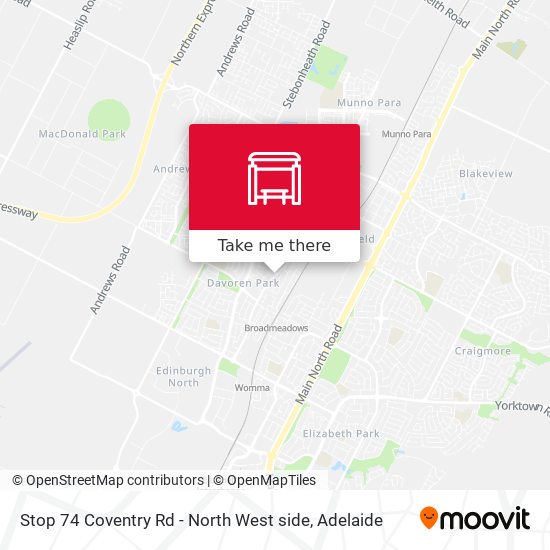 Mapa Stop 74 Coventry Rd - North West side