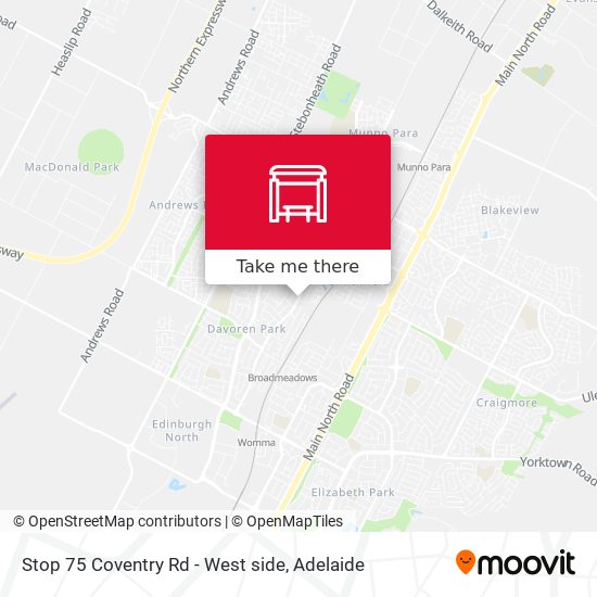 Stop 75 Coventry Rd - West side map