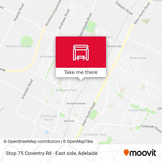 Stop 75 Coventry Rd - East side map