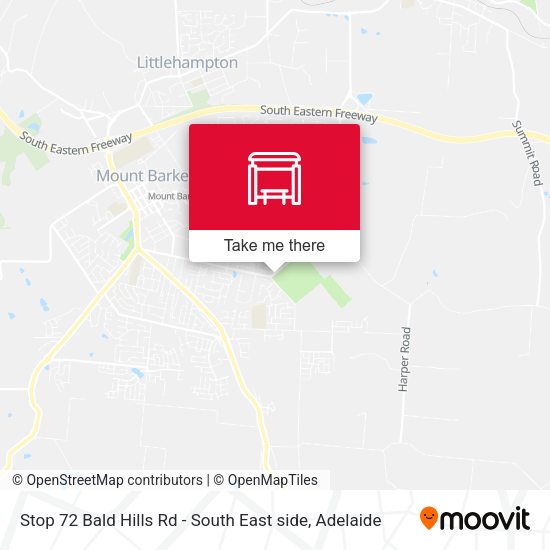 Stop 72 Bald Hills Rd - South East side map