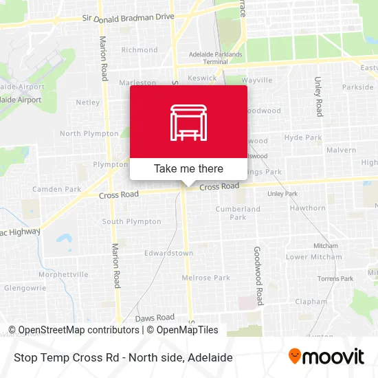 Mapa Stop Temp Cross Rd - North side