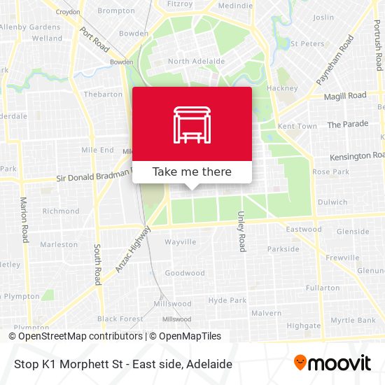 Stop K1 Morphett St - East side map