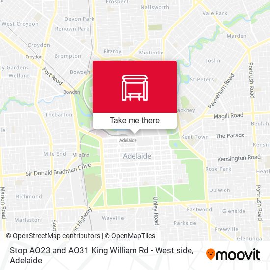 Mapa Stop AO23 and AO31 King William Rd - West side