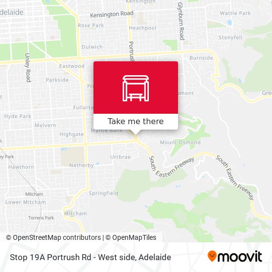 Stop 19A Portrush Rd - West side map