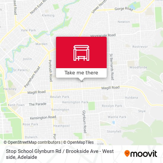 Stop School Glynburn Rd / Brookside Ave - West side map