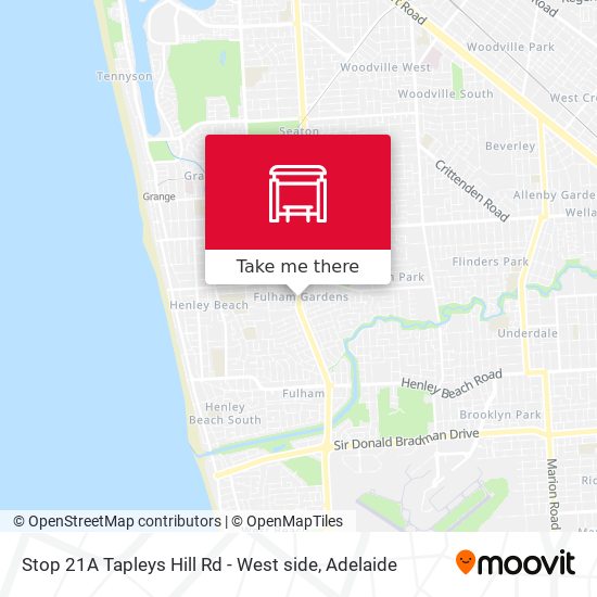 Stop 21A Tapleys Hill Rd - West side map