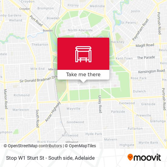 Stop W1 Sturt St - South side map