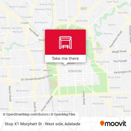 Stop X1 Morphett St - West side map