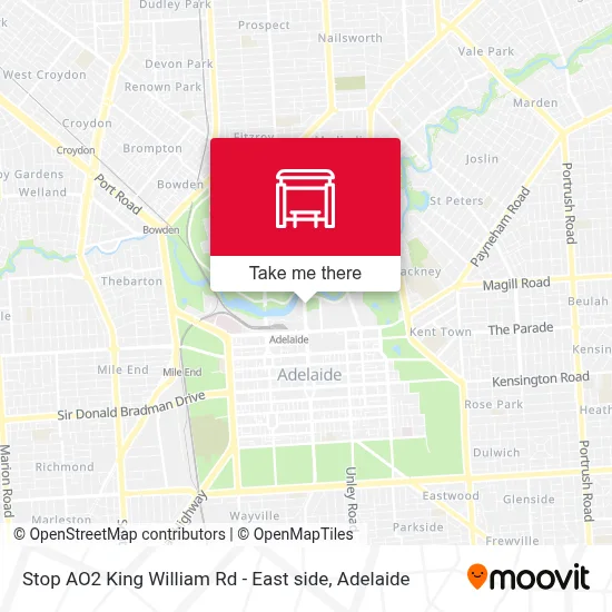 Mapa Stop AO2 King William Rd - East side