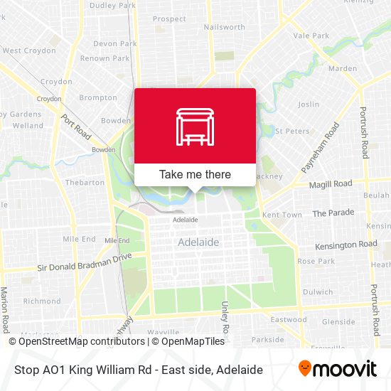 Stop AO1 King William Rd - East side map