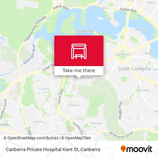 Mapa Canberra Private Hospital Kent St