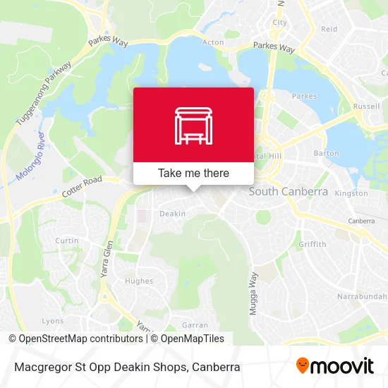 Macgregor St Opp Deakin Shops map