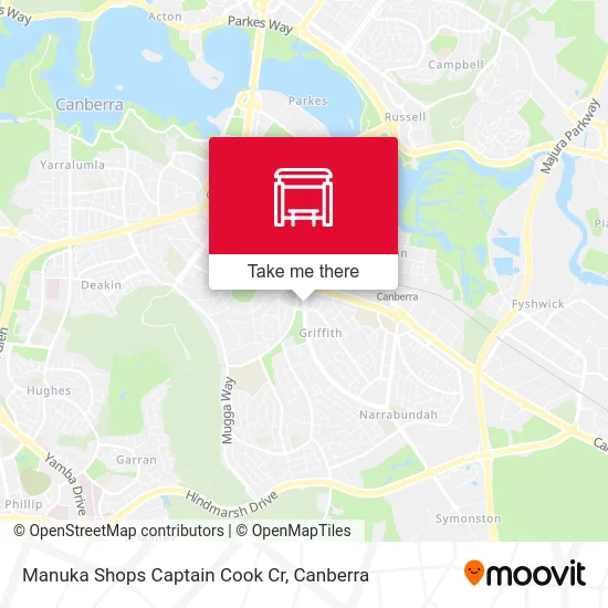 Mapa Manuka Shops Captain Cook Cr