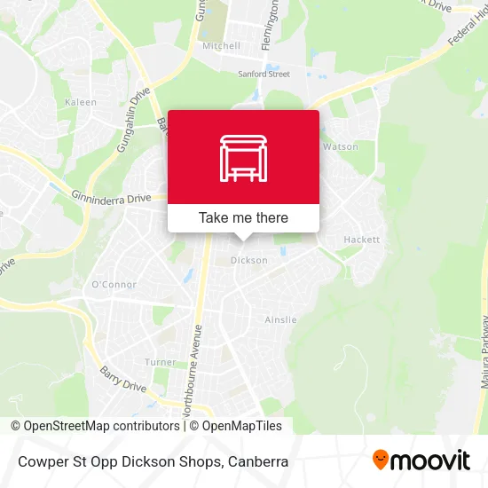 Cowper St Opp Dickson Shops map