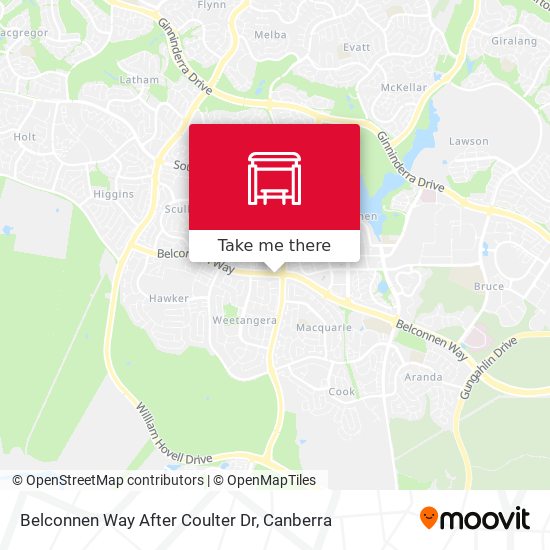 Belconnen Way After Coulter Dr map