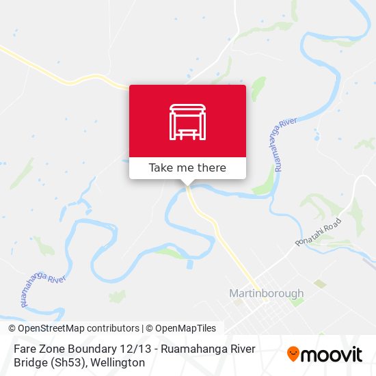 Fare Zone Boundary 12 / 13 - Ruamahanga River Bridge (Sh53) map