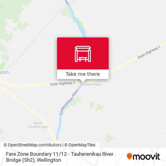 Fare Zone Boundary 11 / 12 - Tauherenikau River Bridge (Sh2) map