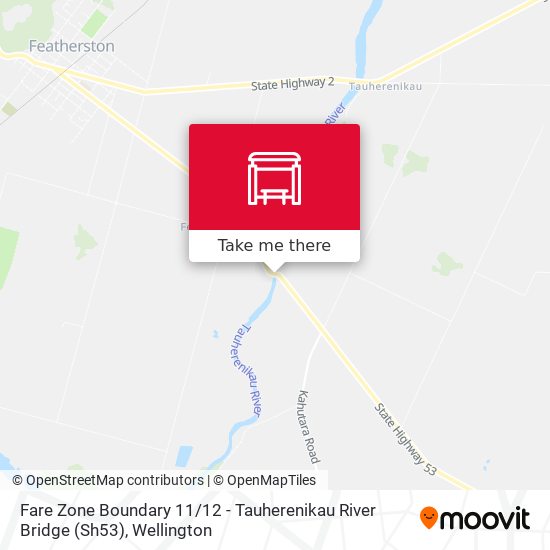 Fare Zone Boundary 11 / 12 - Tauherenikau River Bridge (Sh53) map