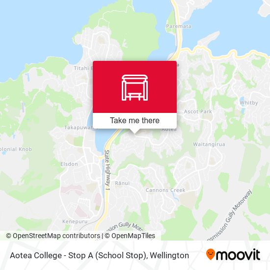 Aotea College - Stop A (School Stop) map