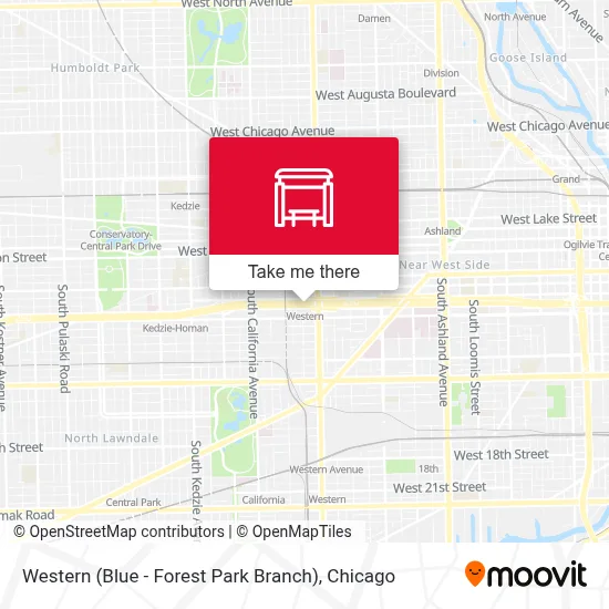 Western (Blue - Forest Park Branch) map