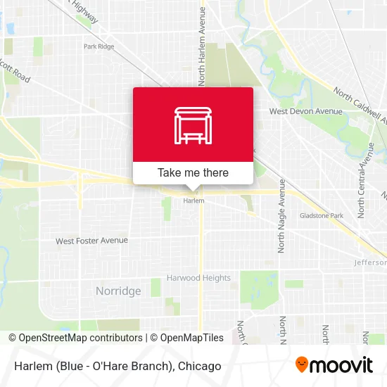 Mapa de Harlem (Blue - O'Hare Branch)