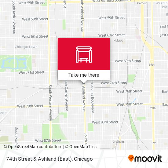 74th Street & Ashland (East) map