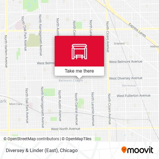 Diversey & Linder (East) map