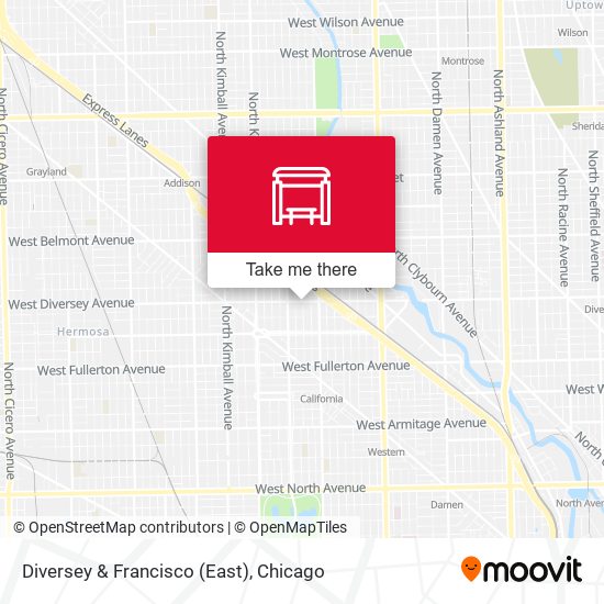 Diversey & Francisco (East) map