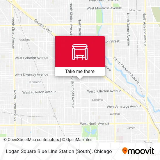 Logan Square Blue Line Station (South) map