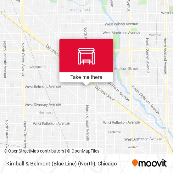 Kimball & Belmont (Blue Line) (North) map