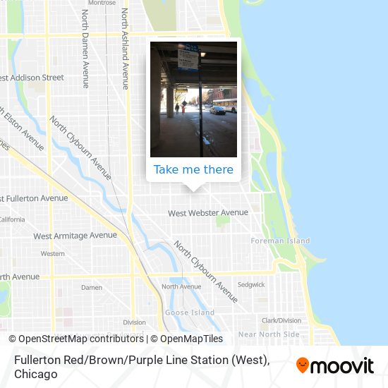 Mapa de Fullerton Red / Brown / Purple Line Station (West)