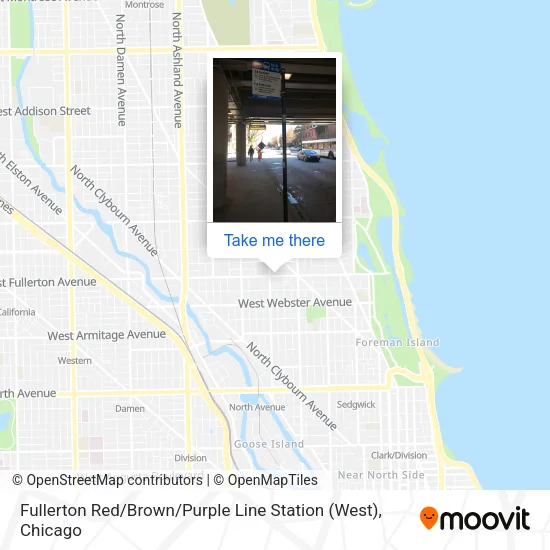 Fullerton Red / Brown / Purple Line Station (West) map